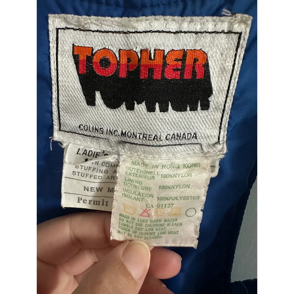 Vintage Topher Ski Suit Set Blue Green Jacket Bib Overalls Women Retro 2 Piece